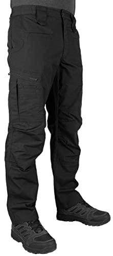 LA Police Gear Atlas Taktische Cargohose für Herren, leichte Stretch-Hose für Männer, strapazierfähige Ripstop-Arbeitshose, Schwarz, 38W / 30L von LA Police Gear