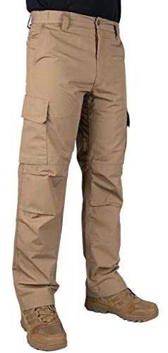 LA Police Gear Herren Urban Ops Tactical Pants, Leichte Cargohose für Herren, Wasser/Fleckenresistent, Durable Ripstop Pants, Coyote, 34W / 32L von LA Police Gear