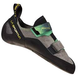 LA SPORTIVA M Aragon Grau - Bequeme vielseitige Herren Kletterschuhe, Größe EU 36.5 - Farbe Clay - Jasmine Green von LA SPORTIVA