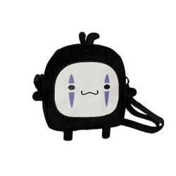 LAARNT Lila Cartoon Japan Anime Plüsch Tasche, No Face Male Crossbody Tasche für Frauen und Kinder, Schwarze Cartoon Taschen, Plüsch-Umhängetasche für Kinder und Erwachsene von LAARNT
