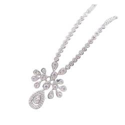 Ketten für Damen Neue Luxus 925 Sterling Silber Hochzeit Engagement Schmuck Sets for Freundin Charms Lab Diamond Hanging Ohrringe Halskette Geschenk erfüllen Mode-Accessoires ( Color : 45cm , Size : E von LABDIP