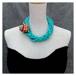 LABDIP Ketten für Damen 6 Stränge Blau Türkis Natur Sea Turbo Schnecke Halskette Mode? Urlaub Schmuck Mode-Accessoires von LABDIP