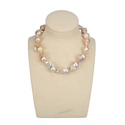 LABDIP Mode-Accessoires Natürliche rosafarbene Keshi-Barock-Perlenkette mit vergoldetem Verschluss, 45,7 cm von LABDIP