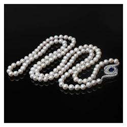 LABDIP Mode-Accessoires Neue exquisite lange Perlenkette for Frauen, Hochzeit Süßwasser natürliche Perlenkette Pullover Verlobungsgeschenk erfüllen (Color : 90, Size : 9-10mm) von LABDIP
