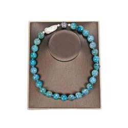 LABDIP Mode-Accessoires Schmuck 19 Zoll 16 mm blauer Achat Edelsteine ​​​​Stein natürliche weiße Keshi-Perlenkette for Frauen erfüllen von LABDIP