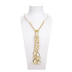 LABDIP Mode-Accessoires Schmuck-Lünetten-Set, weiße Keshi-Perlenkette, lange Halskette for Frauen, 52 Zoll von LABDIP