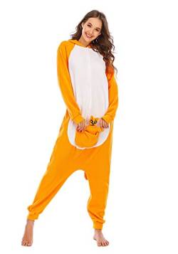 LABULA Onesie tierkostüme Damen Herren Pyjama Animal Halloween Schlafanzug Cosplay Jumpsuit Karneval Einteiler,A-orange,M von LABULA