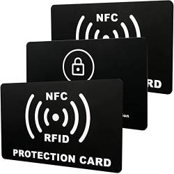 LABUYI 3 Stück RFID Blocker Karte,RFID/NFC Schutzkarte,RFID Karte,NFC Blocker Karte,Schutzkarte für Geldbörse,Blocker Karte,RFID Card,RFID Blocker NFC Schutzkarte,Schwarz,5.5cm×8.5cm von LABUYI