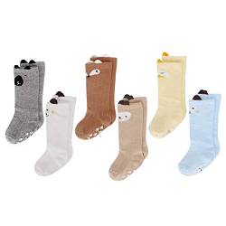 LACOFIA 6 Paar Unisex Baby Rutschfest Kniehohe Lange Socken Kleinkind Jungen Mädchen Baumwolle Kniestrümpfe 0-1 Jahre von LACOFIA