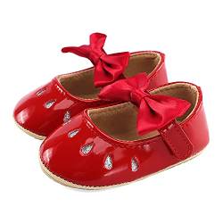 LACOFIA Baby Ballerinas Krabbelschuhe Kleinkind Mädchen Bowknot Prinzessin rutschfest Mary Jane Schuhe Rot 12-18 Monate von LACOFIA