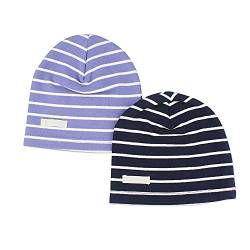 LACOFIA Baby Jungen Beanie Mütze Kinder Weiche Baumwolle Strickmützen Kleinkind Gestreift Hut 2 Stücke M/7-24 Monate von LACOFIA