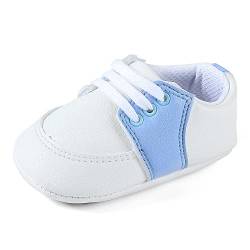 LACOFIA Baby Jungen Lauflernschuhe Kleinkinder rutschfeste Schnüren Sneakers Hellblau 12-18 Monate von LACOFIA