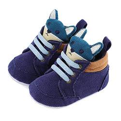 LACOFIA Baby Jungen Sneakers Kleinkind rutschfest Weiche Sohle 3D Tier Krabbelschuhe Blau 6-9 Monate von LACOFIA