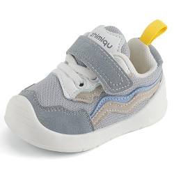 LACOFIA Baby Lauflernschuhe Jungen Erste Babyschuhe Kleinkind rutschfeste Gummisohle Sneaker Grau 24 EU(Etikett 22) von LACOFIA