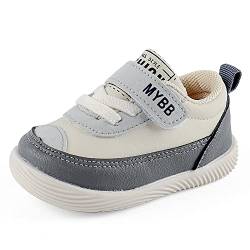 LACOFIA Baby Lauflernschuhe Jungen Krabbelschuhe Baby Erste Sneaker mit rutschfeste Gummisohle Grau 17(Etikett 15) von LACOFIA