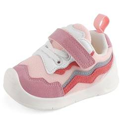 LACOFIA Baby Lauflernschuhe Mädchen Erste Babyschuhe Kleinkind rutschfeste Gummisohle Sneaker Rosa 17 EU(Etikett 15) von LACOFIA
