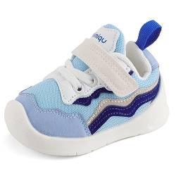 LACOFIA Baby Lauflernschuhe Mädchen Jungen Erste Babyschuhe Kleinkind rutschfeste Gummisohle Sneaker Blau 20 EU(Etikett 18) von LACOFIA