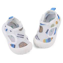 LACOFIA Baby Lauflernschuhe Unisex Erste Babyschuhe Kleinkind Mesh Sneaker rutschfeste Atmungsaktive Turnschuhe Blau 18(Etikett 16) von LACOFIA
