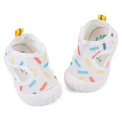 LACOFIA Baby Lauflernschuhe Unisex Erste Babyschuhe Kleinkind Mesh Sneaker rutschfeste Atmungsaktive Turnschuhe Weiß 20(Etikett 18) von LACOFIA