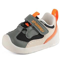 LACOFIA Baby Lauflernschuhe für Jungen Erste Babyschuhe rutschfeste Gummisohle Kleinkind Sneaker Grau 17 EU(Etikett 15) von LACOFIA