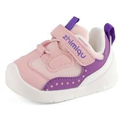 LACOFIA Baby Lauflernschuhe für Mädchen Erste Babyschuhe rutschfeste Gummisohle Kleinkind Sneaker Rosa 17 EU(Etikett 15) von LACOFIA