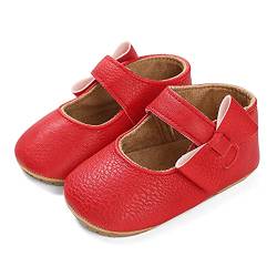 LACOFIA Baby Mädchen Ballerina Kleinkind Bowknot Prinzessin Mary Jane Taufschuhe Baby rutschfeste Lauflernschuhe Rot 3-6 Monate von LACOFIA