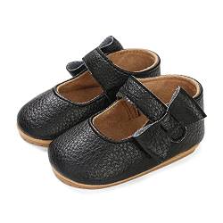 LACOFIA Baby Mädchen Ballerina Kleinkind Bowknot Prinzessin Mary Jane Taufschuhe Baby rutschfeste Lauflernschuhe Schwarz 3-6 Monate von LACOFIA