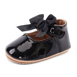 LACOFIA Baby Mädchen Ballerinas Baby rutschfest Bowknot Prinzessin Schuhe Krabbelschuhe Schwarz 3-6 Monate von LACOFIA