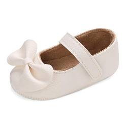 LACOFIA Baby Mädchen Krabbelschuhe Kleinkind rutschfest Bowknot Prinzessin Ballerinas Mary Jane Schuhe Weiß 12-18 Monate ( Hersteller Größe: 3) von LACOFIA