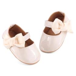 LACOFIA Baby Mädchen Lauflernschuhe Taufschuhe Babyschuhe Krabbelschuhe für Baby Beige 6-12 Monate von LACOFIA