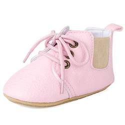 LACOFIA Baby Mädchen Lauflernschuhe rutschfest Schnürsenkel Krabbelschuhe Erste Babyschuhe Rosa 12-18 Monate von LACOFIA