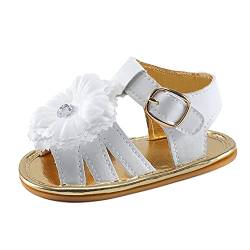 LACOFIA Baby Mädchen Sandalen Kleinkind rutschfest Gummisohle Blume Sommer Schuhe Gold Weiß 12-18 Monate von LACOFIA