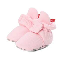 LACOFIA Baby Mädchen Winter Krabbelschuhe Baby rutschfest Weiche Sohle Slipper Stiefel Rosa 12-18 Monate von LACOFIA