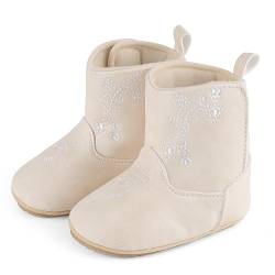 LACOFIA Baby Mädchen Winterstiefel Rutschfeste Baby Winter Lauflernschuhe Gummistiefel Beige 12-18 Monate von LACOFIA