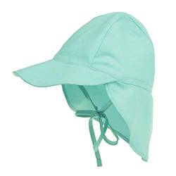 LACOFIA Baby Sonnenhut mit Bindebändern und Nackenschutz Kinder Strand Mützen Kleinkind Sommer Visier Cap Himmelblau 6-18 Monate von LACOFIA