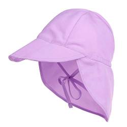 LACOFIA Baby Sonnenhut mit Bindebändern und Nackenschutz Kinder Strand Mützen Kleinkind Sommer Visier Cap Lila 2-5 Jahre von LACOFIA