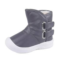 LACOFIA Baby Wasserdicht Winter Schneestiefel Kleinkind Jungen rutschfest Gummisohle Stiefel Grau 23/24(Etikett 163) von LACOFIA