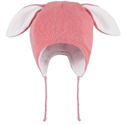 LACOFIA Baby Wintermütze Kleinkind Mädchen Earflap Beanie Kinder Warme Fleece Gefüttert Kaninchen Hut Strickmützen mit 2 Öhrchen Rosa 1-2 Jahre M von LACOFIA