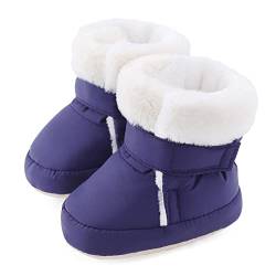 LACOFIA Baby Winterschuhe Jungen Baby Winter Stiefel mit Rutschfester Weicher Sohle Krabbelschuhe Marineblau 6-12 Monate von LACOFIA