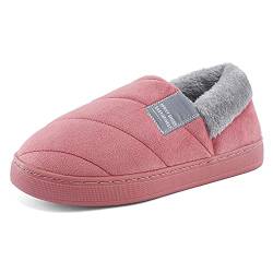 LACOFIA Damen Geschlossen Hausschuhe Frauen Winter Warm Pantoffeln plüsch Slippers Schuhe mit Rutschfester Innen-/Außensohle Dunkelpink 36/37 von LACOFIA