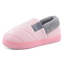 LACOFIA Damen Geschlossen Hausschuhe Frauen Winter Warm Pantoffeln plüsch Slippers Schuhe mit Rutschfester Innen-/Außensohle Rosa 38/39 von LACOFIA