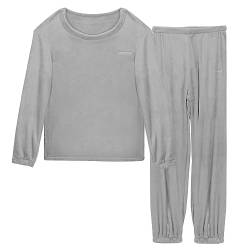 LACOFIA Damen Schlafanzüge Warme Polar Fleece Pyjama Set Winter Langarm Hausanzug Paar Nachtwäsche Mit Lange Oberteile Und Hosen Für Frauen Hellgrau L von LACOFIA