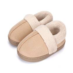 LACOFIA Jungen Mädchen Memory Foam Hausschuhe Kinder Winter Warme rutschfest Pantoffeln Khaki 28/29 EU von LACOFIA