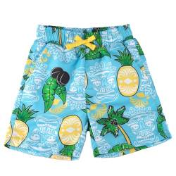 LACOFIA Kinder Jungen Badeshorts Elastische Taille Badehose Jungen Kleinkind Strand Schwimmen Shorts Blaue Ananas 2 Jahre 92 von LACOFIA