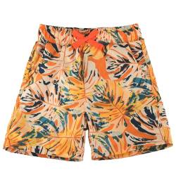 LACOFIA Kinder Jungen Badeshorts Elastische Taille Badehose Jungen Kleinkind Strand Schwimmen Shorts Orange Blätter 2 Jahre 92 von LACOFIA