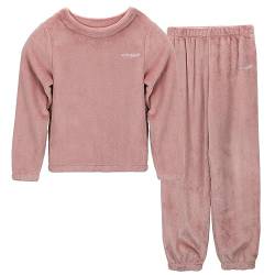 LACOFIA Kinder Mädchen Winter Schlafanzüge Warme Polar Fleece Pyjama Set Langarm Hausanzug Nachtwäsche Pjs Mit Lange Oberteile Und Hosen Rosa 6-7 Jahre/120 von LACOFIA