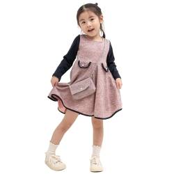 LACOFIA Kleider für Mädchen Winter Herbst Langarm Freizeitkleid Kinder Prinzessin Casual Party Kleider mit Umhängetasche (3843) Rosa 12 Jahre von LACOFIA