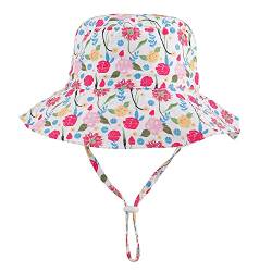 LACOFIA Kleinkind Baby Sonnenhut Kinder Mädchen Sommer Mütze UPF 50+ Hut für Strand Schwimmen Schwimmbad Breiter Krempe/Schnell Trocknend Rosa 3-7 Jahre von LACOFIA