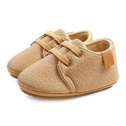 LACOIFA Baby Jungen Mädchen Turnschuhe Oxford Schnürschuhe Baby rutschfeste Erste Laufschuhe Khaki 3-6 Monate von LACOFIA