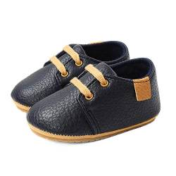 LACOIFA Baby Jungen Mädchen Turnschuhe Oxford Schnürschuhe Baby rutschfeste Erste Laufschuhe Marineblau 3-6 Monate von LACOFIA